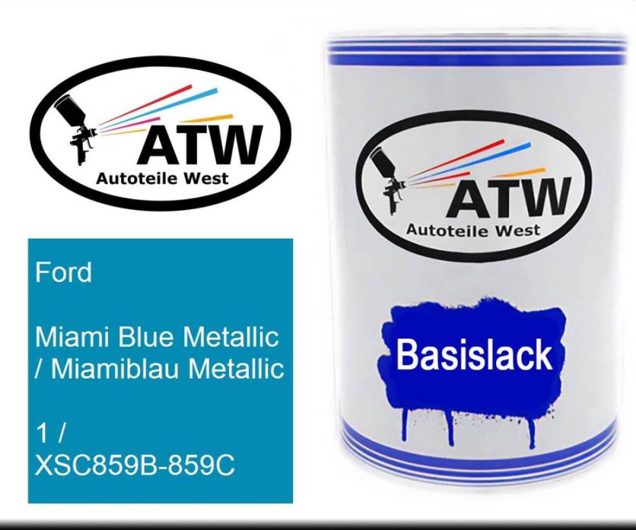 Ford, Miami Blue Metallic / Miamiblau Metallic, 1 / XSC859B-859C: 500ml Lackdose, von ATW Autoteile West.